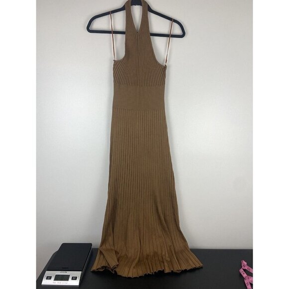 ALC Women's SAMPLE dress Brown Ribbed Maxi Gown Stretchy Size XS/S - Picture 4 of 10